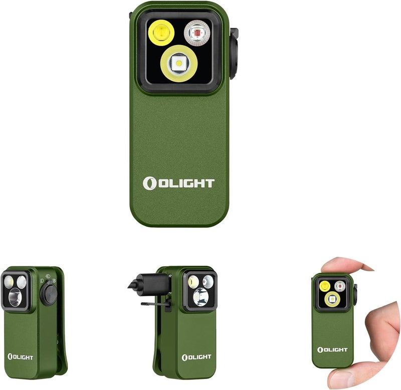 OLIGHT مصباح Oclip Pro EDC القابل للتعليق، قابل للشحن 500 لومن مع ثلاث حلول إضاءة، شحن Type-C، مصابيح مغناطيسية للإشارة، ركوب الدراجات، الاستخدام الخارجي أو الداخلي (أخضر OD) - Image 1